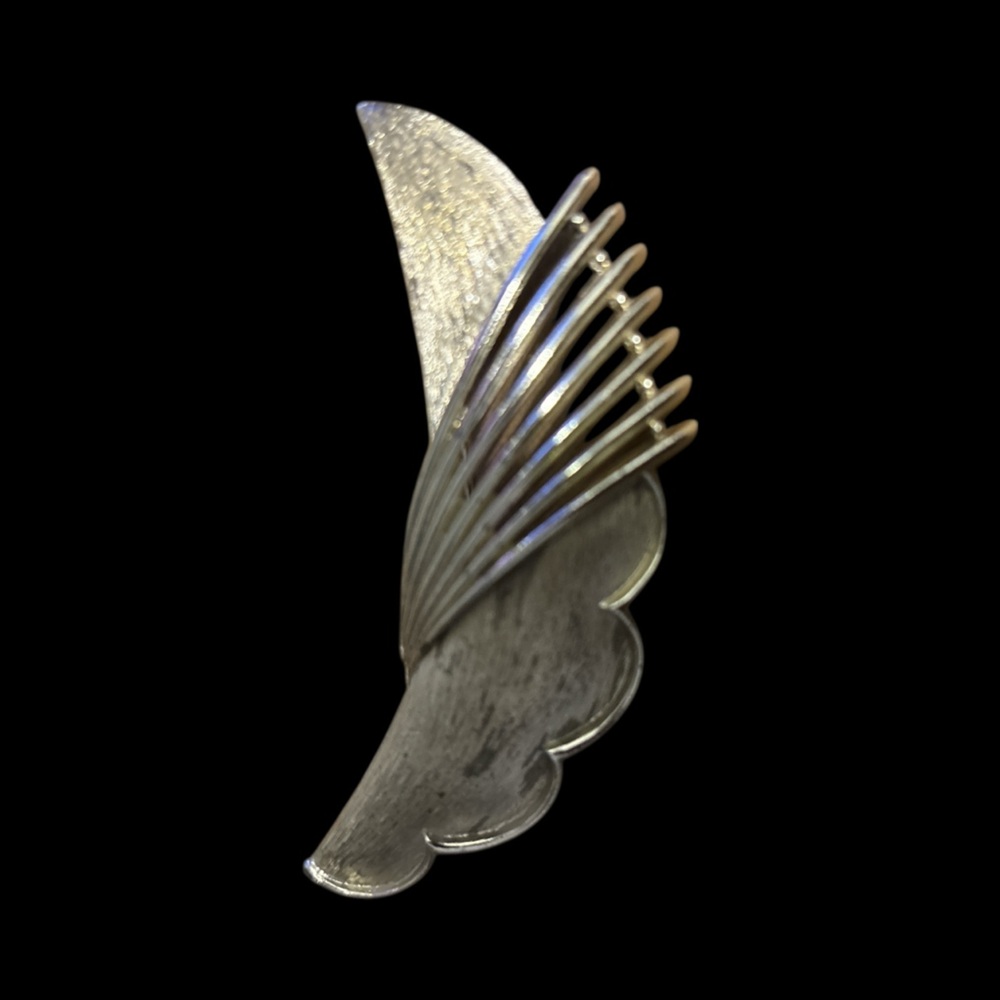 Coro Silver Leaf Brooch
